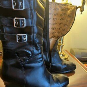 Donna Motorcycle Boots Leather Black
